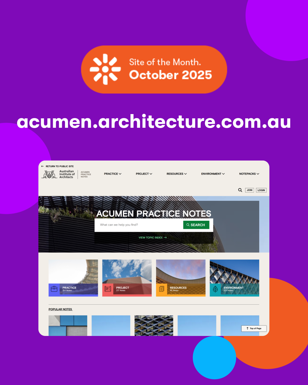 Acumen Practice Notes - Site of the Month for October